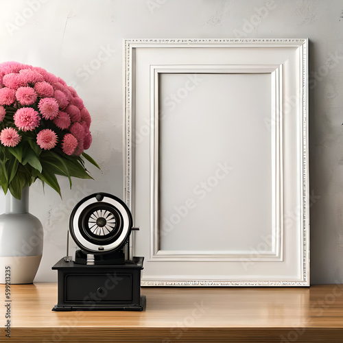 vintage room with clock and flowers
