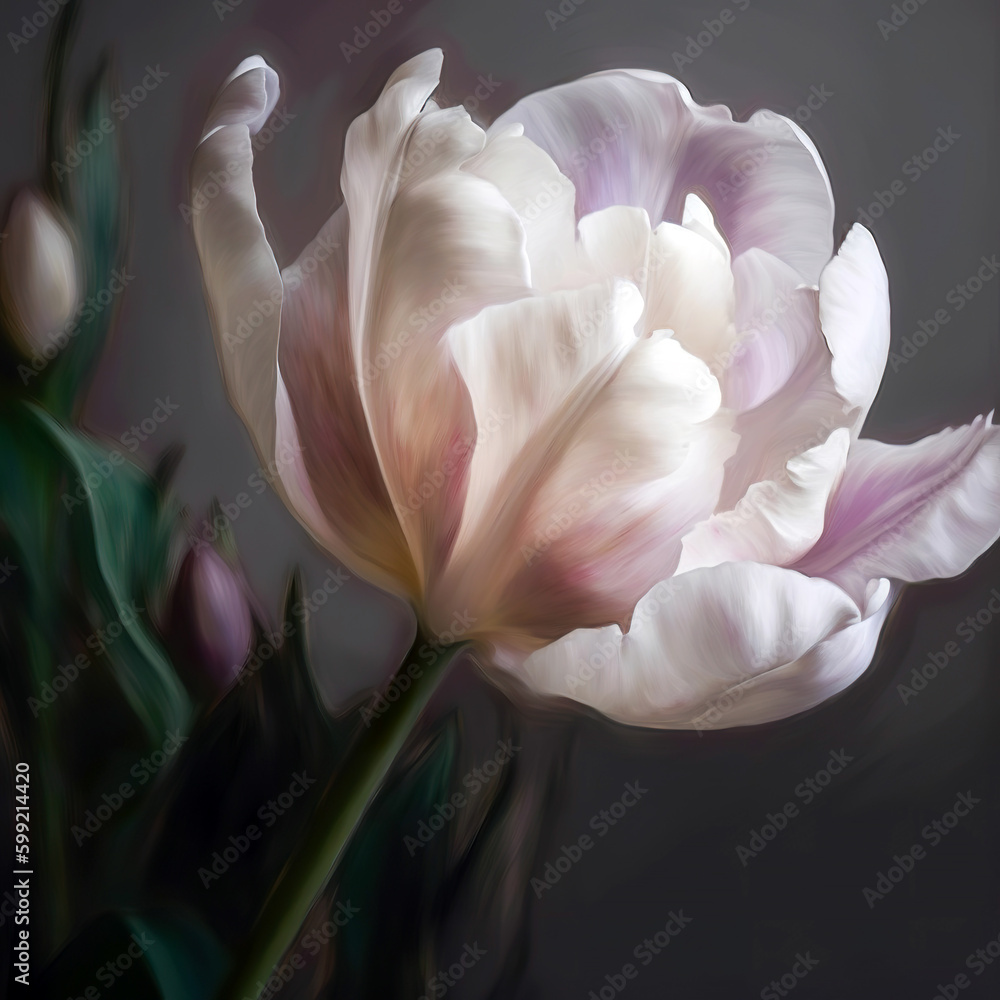 Digital painting slight pink streaks tulip Digital painting slight pink streaks tulip