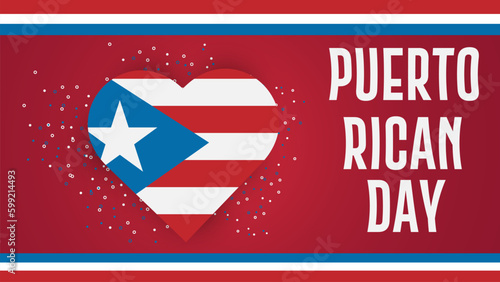 Puerto Rican Day. National happy holiday. Puerto Rico flag with heart shape poster design vector illustration. photo