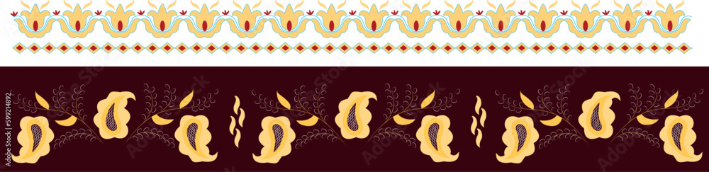 Obraz premium set of Crimean ornaments, gold, burgundy, oriental pattern