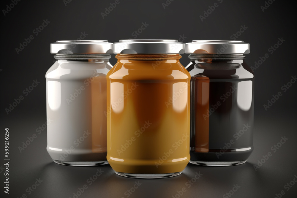 mockup glass bottles with sauces, generativ ai mockup glass bottles with sauces, generativ ai