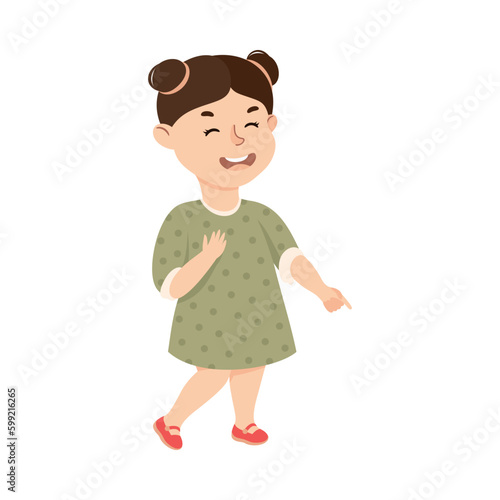 Cute boy hiding behind brick wall and peeping cartoon vector illustration