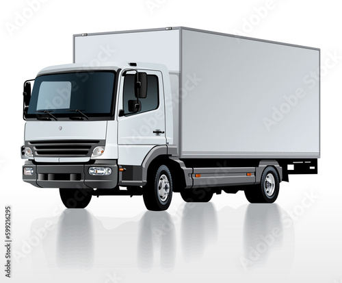 White cargo truck isolated on white. PNG format with transparency