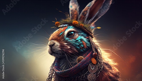 Fun hippie rabbit with glasses © Ramon Grosso