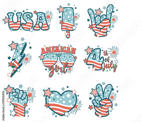 Patriotic vector set, 4th of July vectors, independence day vector