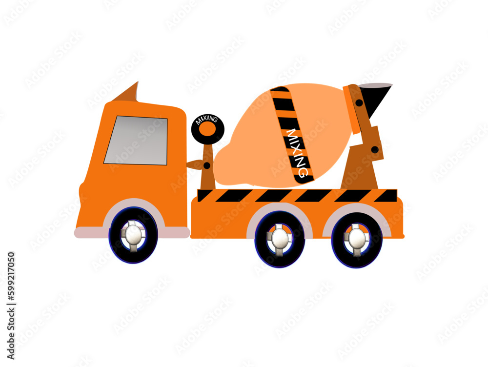concrete mixer truck isolated on white background
