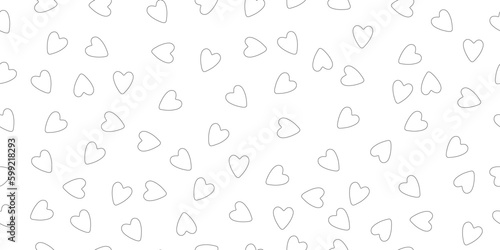 Monochrome vector seamless pattern, for birthday, Valentine`s day.White heart sketch, beautiful background. Sweet love texture for postcards, banners, posters, websites and decorative prints.