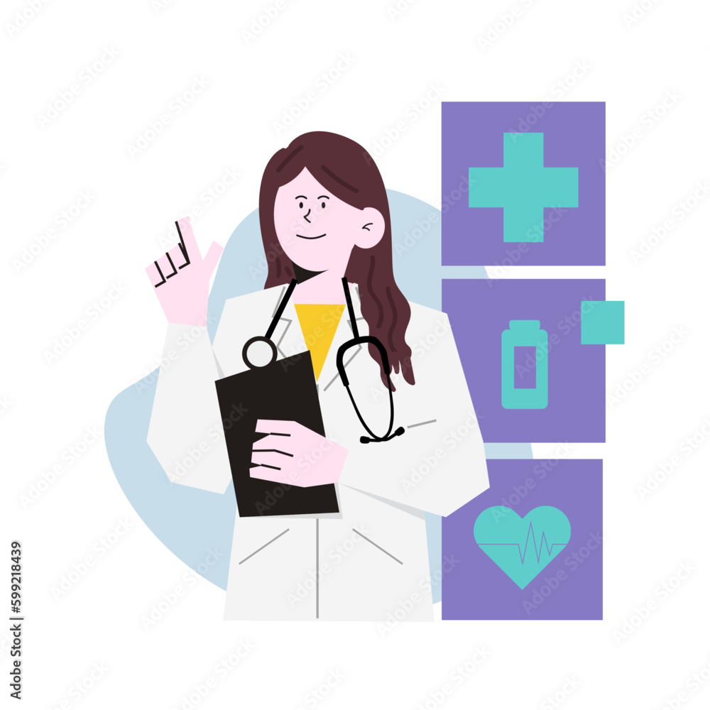 female-doctor-guide-hospital-in-flat-illustration female-doctor-guide-hospital-in-flat-illustration