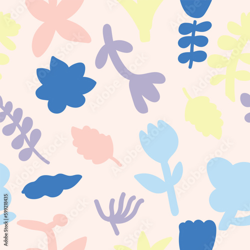 Abstract flower shapes seamless pattern. 