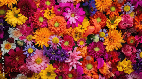 Colorful floral background with various flowers