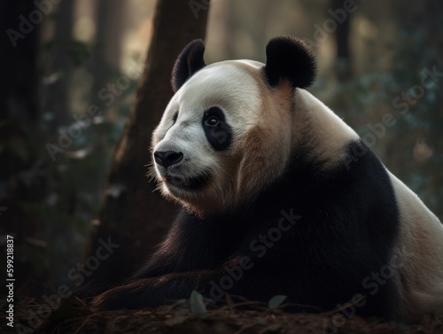 Majestic Panda in Wild Habitat - AI Generated Generative AI