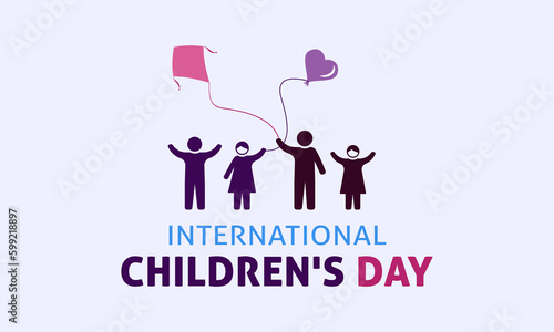 International children's day. Vector illustration of happy children's day background poster with happy kids vector illustration.