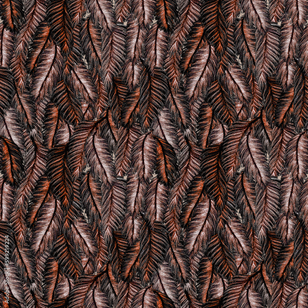Abstract seamless feather pattern, texture skin design