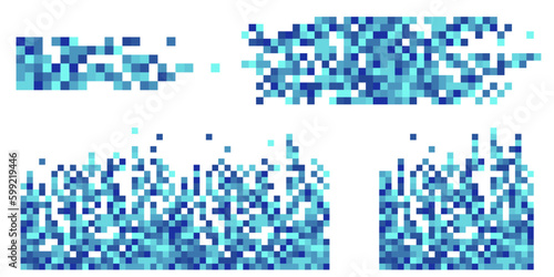 Pixel mosaic. Pixel decay illustration. Falling pixels. Abstract background.