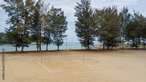 beach volleyball net on the beach