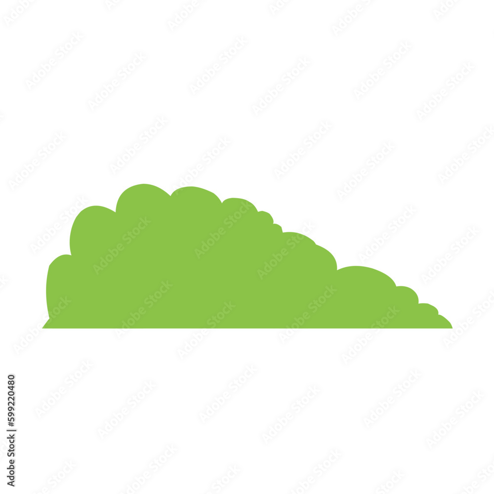 Vector silhouette of simple bush in green color