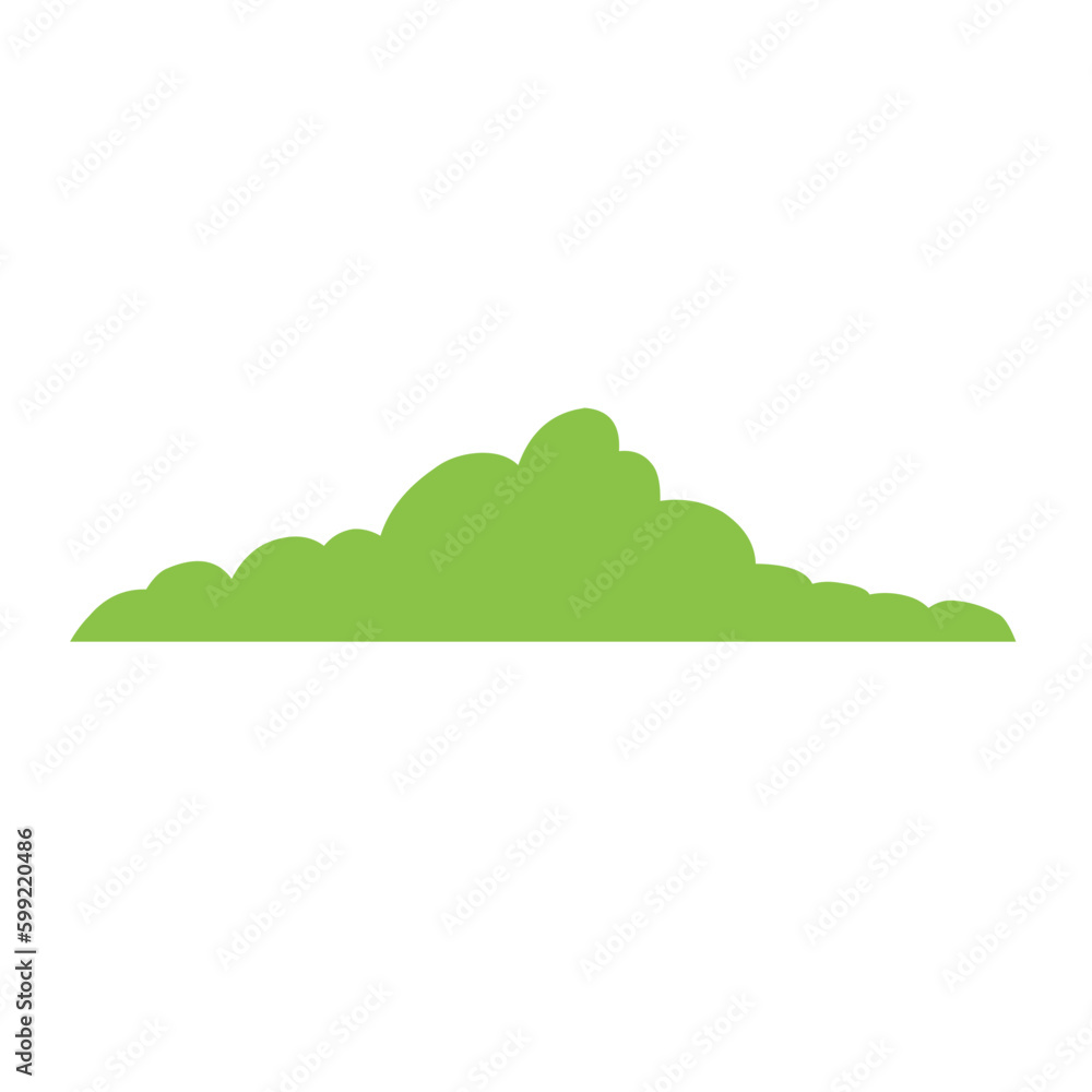 Vector silhouette of simple bush in green color