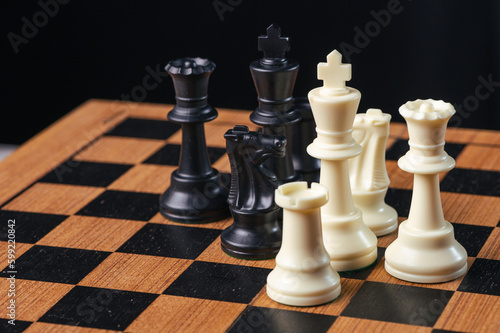 the chess board game wiht the business and education concept