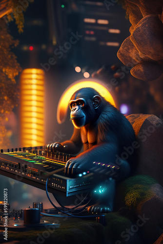 Get Your Party Started with DJ Jookie Monkey made with Generative AI