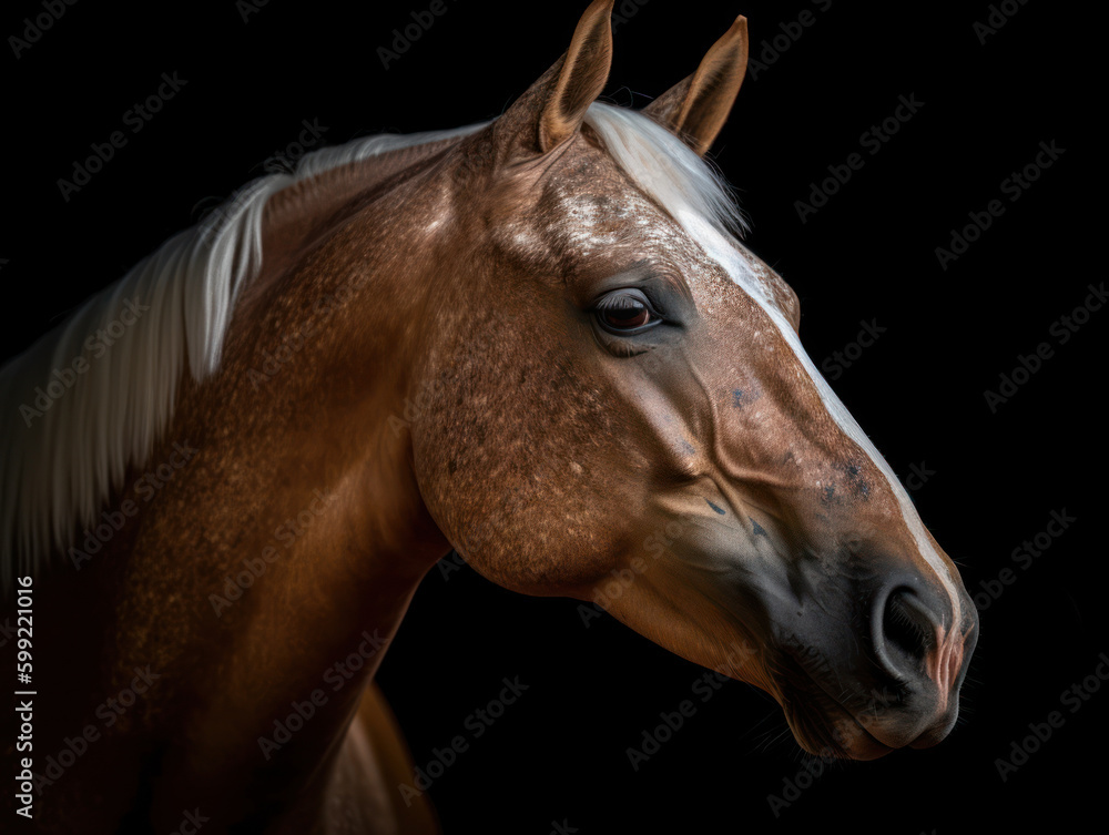 Obraz premium Tête de cheval sur fond noir