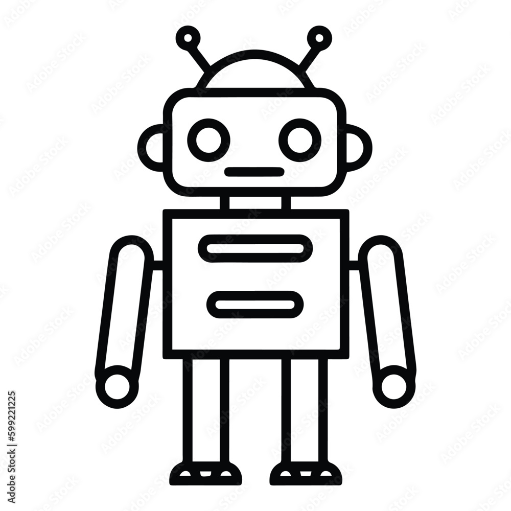 Fototapeta premium Robot Flat Icon Isolated On White Background