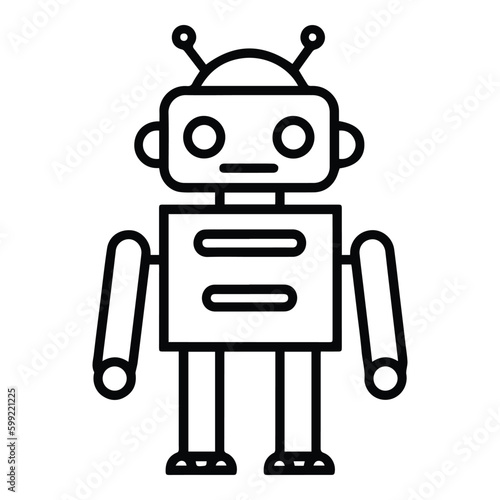 Robot Flat Icon Isolated On White Background