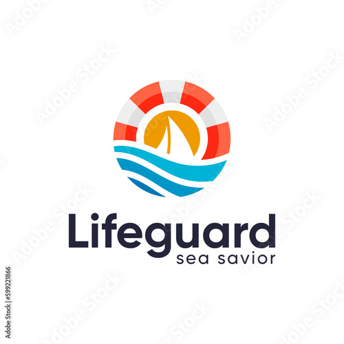 Unique logo combination of sails, buoys and waves. It is suitable for use as a safety logo at sea.