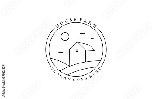House farm logo vector icon illustration hipster vintage retro .