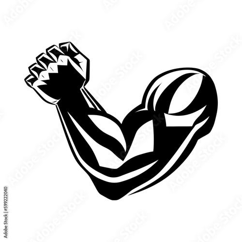 A muscular male arm with a flexed bicep, sports vector illustration.