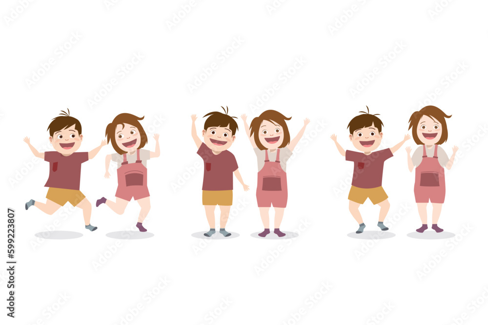 Kids characters with various gestures.
Isolated cute boy and girl illustration set on white background Kids characters with various gestures.
Isolated cute boy and girl illustration set on white background