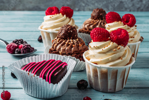 cupcakes with raspberries