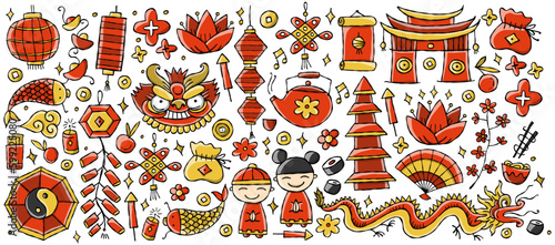 Chinese New Year Holiday. Horizontal frame. Holiday poster for banner, backgr...