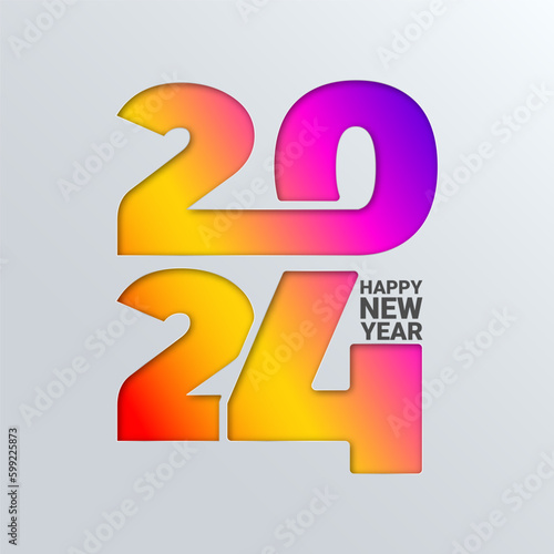 2024 Happy New Year Concept Vector Background Holiday Set. 2024 New Year of the Dragon. Design logotype number for website, social media, banner, flyer, brochure, greeting card