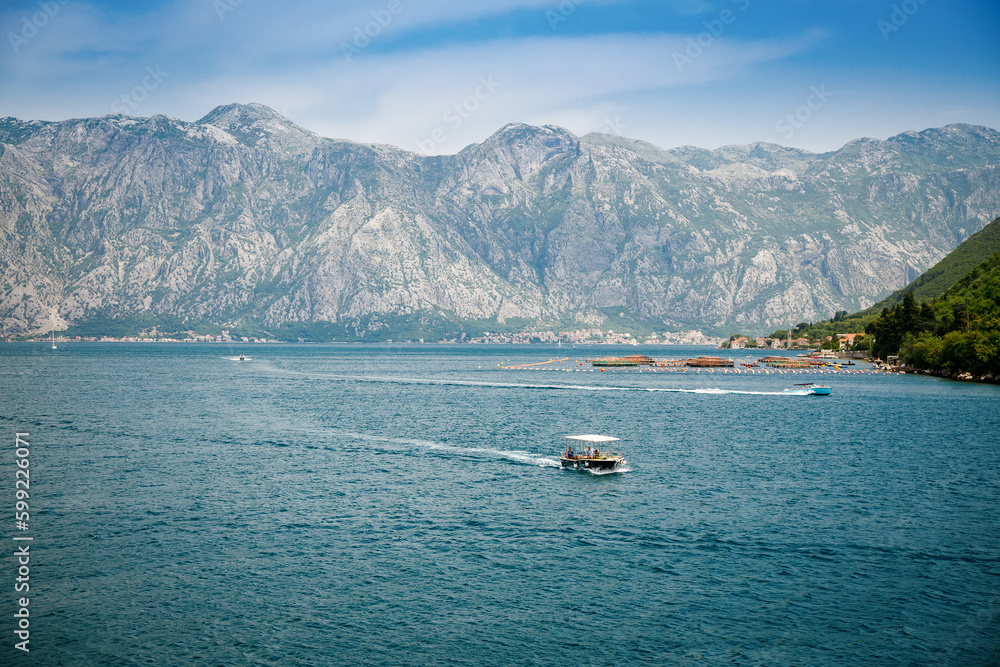View of famous Bay of Kotor on a beautiful sunny day