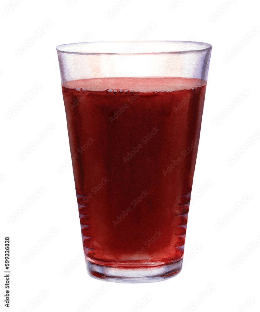 Watercolor cherry juice in a glass on a white background. Clipping path Watercolor cherry juice in a glass on a white background. Clipping path
