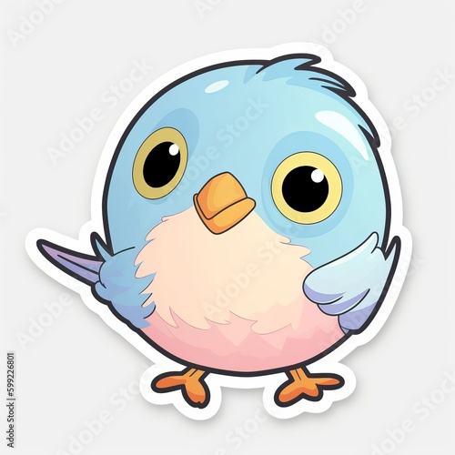 A lovable and endearing chibi Birds sticker with a white background, radiating warmth and affection in their cute chibi form, birds sticker, Generative AI