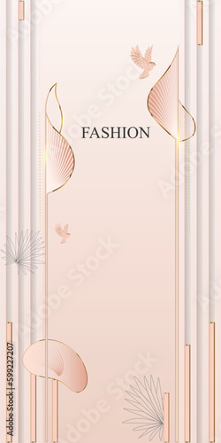 peach and gold Luxury and fashion abstract background with leaf and petal abstract pink and black background peach leaf baige and gold abstract background display and stall background for shopping