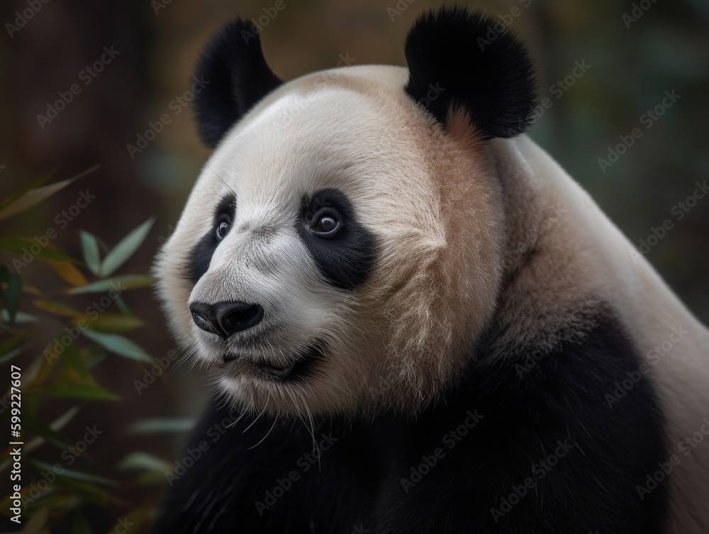 Majestic Panda in Wild Habitat - AI Generated