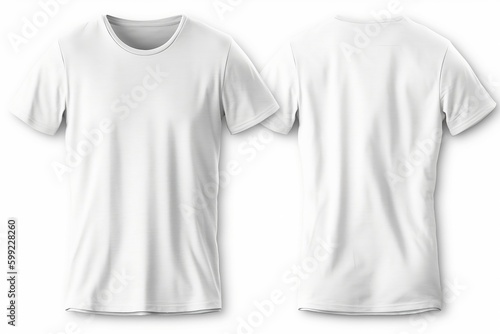 Men's white blank T-shirts, from two sides, natural shape on invisible mannequin, AI generetion photo