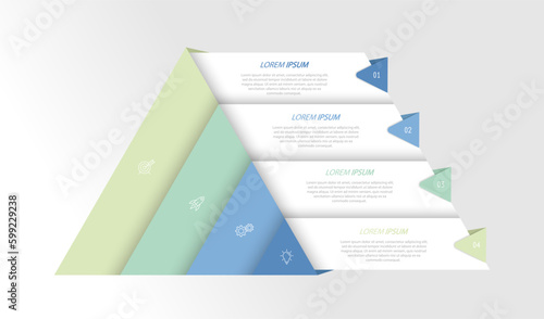 Infographics. 4 steps of development, marketing, workflow or plan. Business strategy with icons. Report and statistics diagram