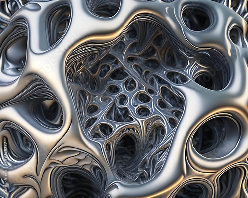 abstract shapes of a fancy pattern made of chilled liquid metal