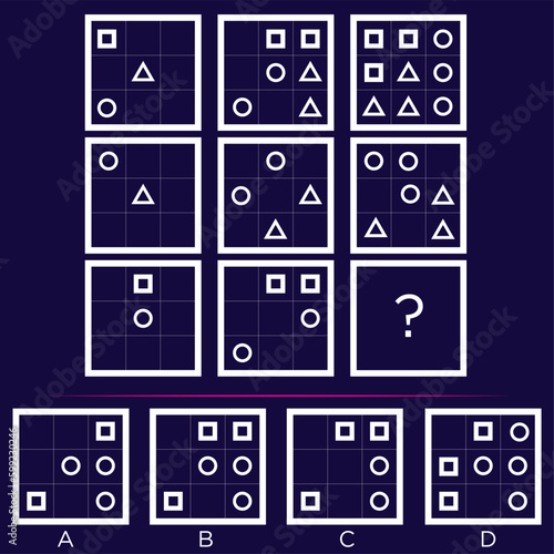Intelligence questions matrix, Iq test logic puzzle