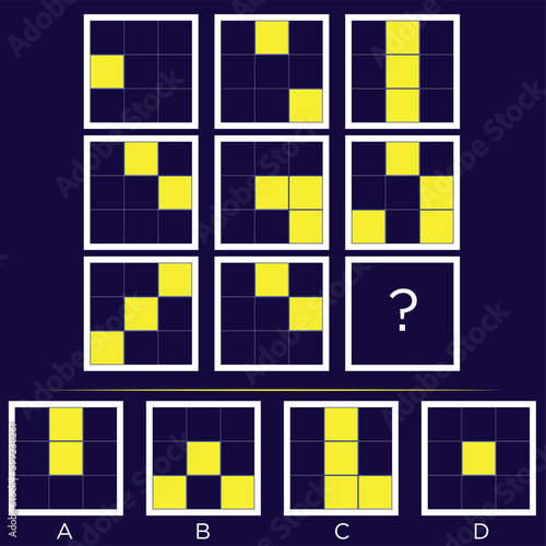 Intelligence questions matrix, Iq test logic puzzle