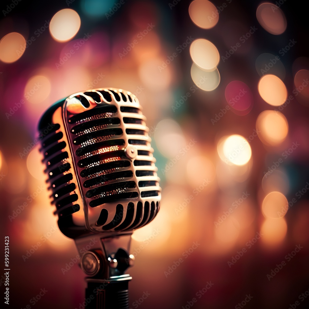 Retro Microphone On Stage With Bokeh Light song contest eurovision