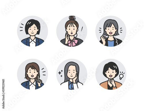 ポジティブな表情のスーツ姿の女性 - ビジネスシーン向けベクターイラスト素材