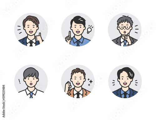 ポジティブな表情のスーツ姿の男性 - ビジネスシーン向けベクターイラスト素材
