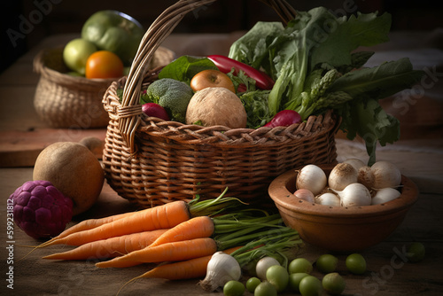 Vegetables in basket. Generative ai