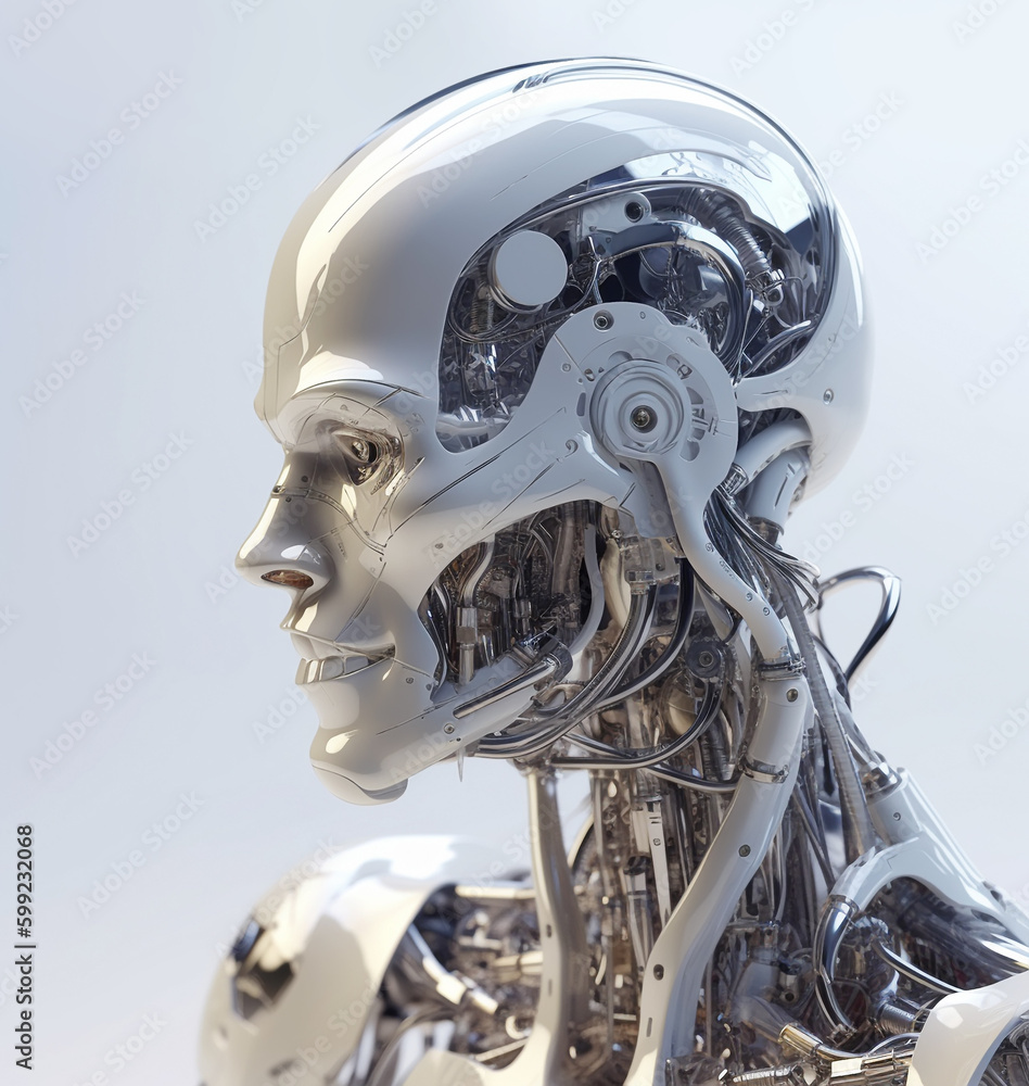 Fototapeta premium glass robot head, Generative AI