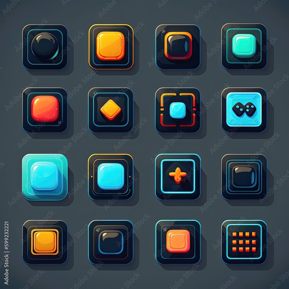 interface square game button ai generated interface square game button ai generated
