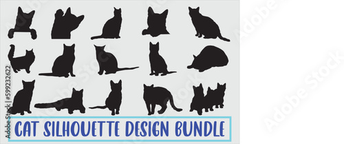 Cat silhouette design bundel, Vector illustration Isolated on white background